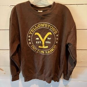 Yellowstone Dutton Ranch Brown Sweatshirt, sz medium, embroidered, GUC, TV show